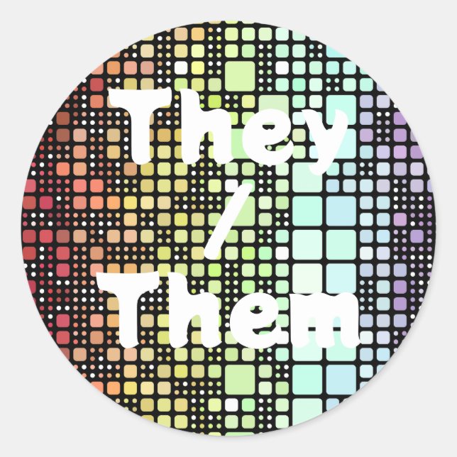 Retro Mod Geometric Groovy Funky Neurogender Pride Classic Round Sticker (Front)