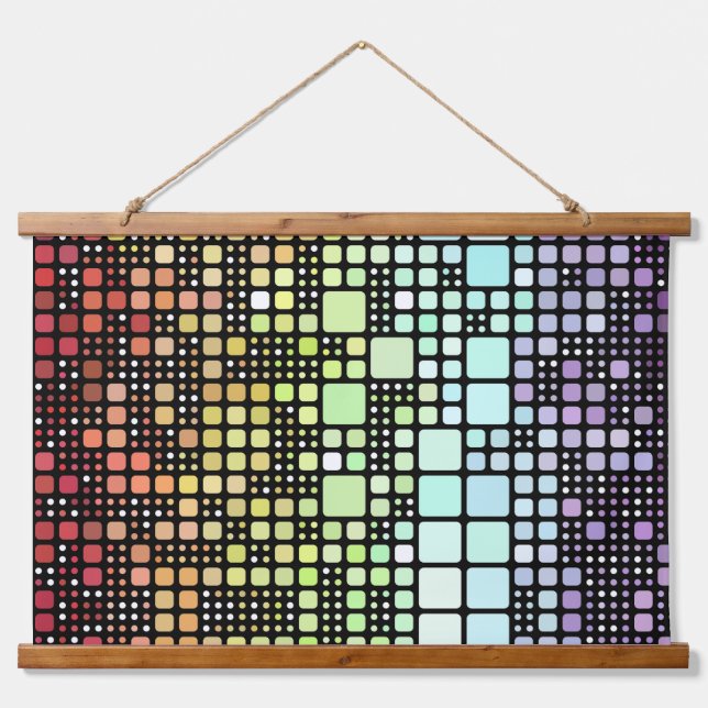 Retro Mod Geometric Groovy Funky Neurogender Pride Hanging Tapestry (Front)