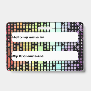 Retro Mod Geometric Groovy Funky Neurogender Pride ID Badge