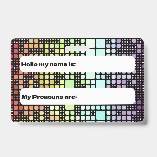Retro Mod Geometric Groovy Funky Neurogender Pride ID Badge (Front)