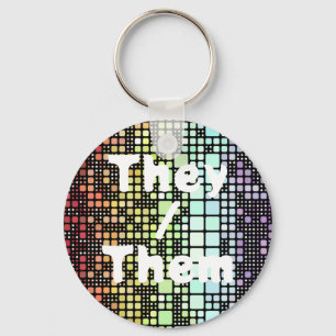 Retro Mod Geometric Groovy Funky Neurogender Pride Key Ring