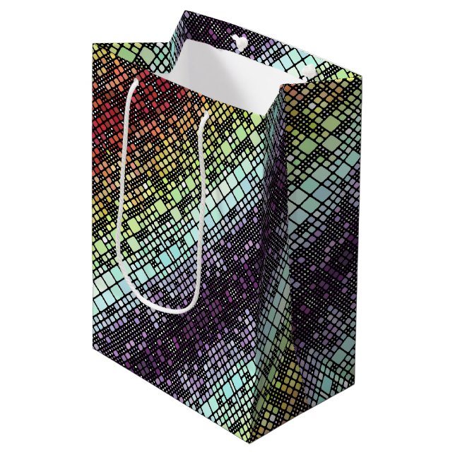 Retro Mod Geometric Groovy Funky Neurogender Pride Medium Gift Bag (Front Angled)