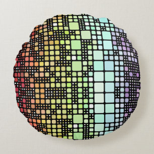 Retro Mod Geometric Groovy Funky Neurogender Pride Round Cushion