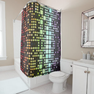 Retro Mod Geometric Groovy Funky Neurogender Pride Shower Curtain