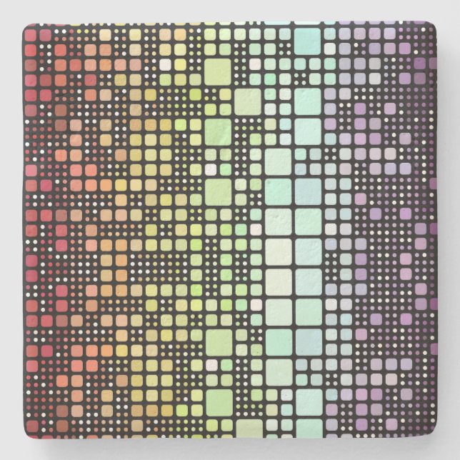Retro Mod Geometric Groovy Funky Neurogender Pride Stone Coaster (Front)