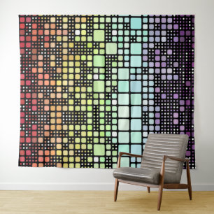 Retro Mod Geometric Groovy Funky Neurogender Pride Tapestry