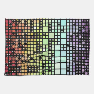 Retro Mod Geometric Groovy Funky Neurogender Pride Tea Towel