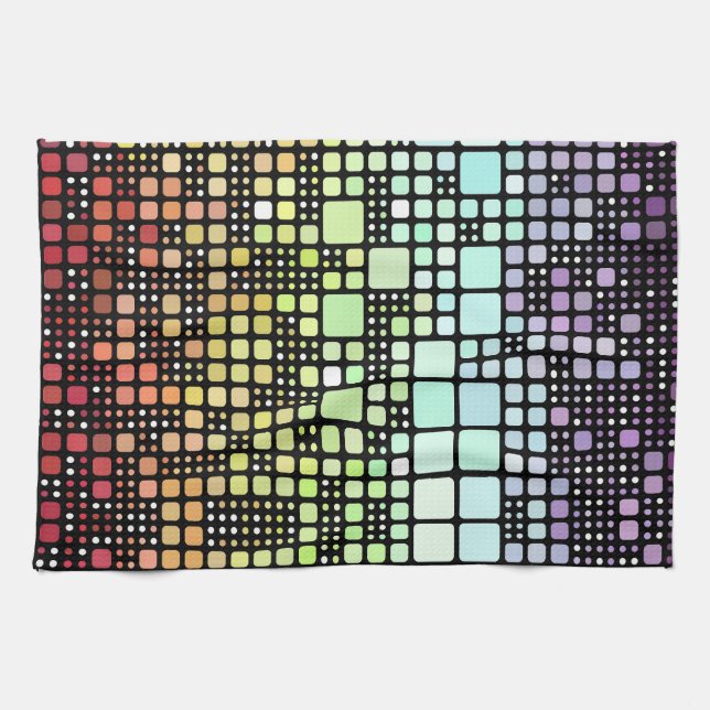 Retro Mod Geometric Groovy Funky Neurogender Pride Tea Towel (Horizontal)