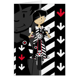 Retro Mod Girl on Scooter Card