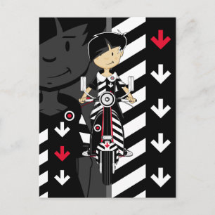 Retro Mod Girl on Scooter Postcard