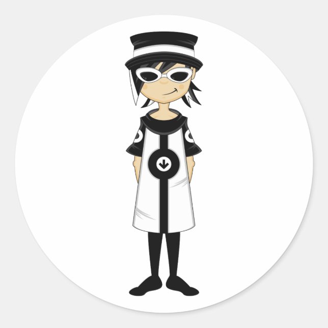 Retro Mod Girl Sticker (Front)