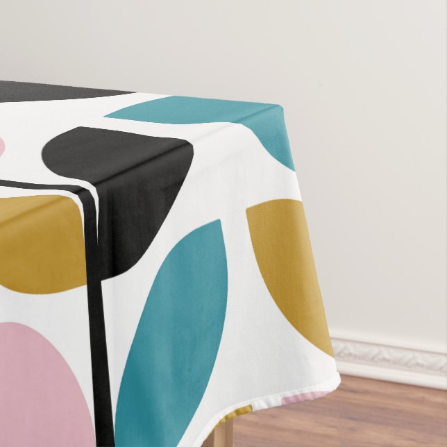 Retro Mod Leaves Stems Pattern Tablecloth (In Situ)