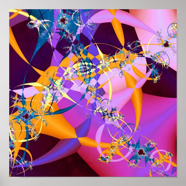 Retro-Mod Mandelbrot (12 by 12) Art Print Poster (Front)