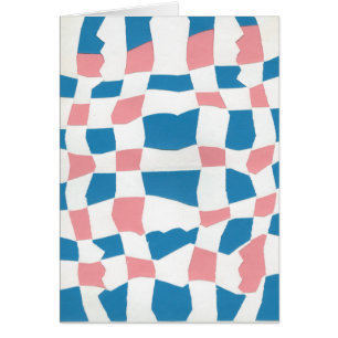 Retro Mod Pink Blue Chequerboard Abstract