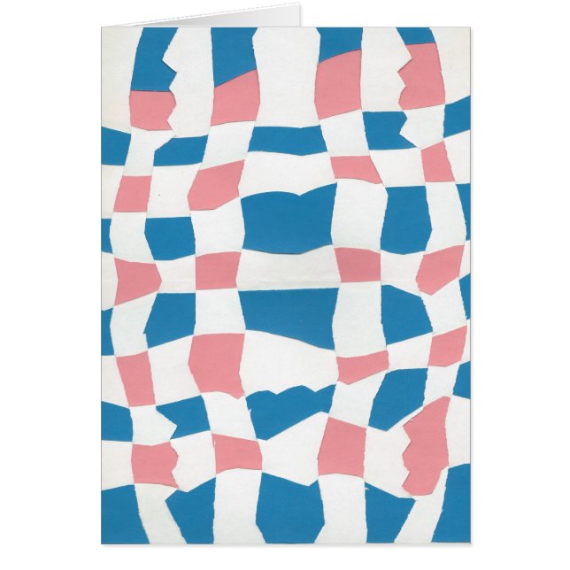 Retro Mod Pink Blue Chequerboard Abstract (Front)