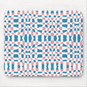 Retro Mod Pink Blue Chequerboard Abstract Mouse Mat
