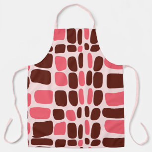 Retro Mod Pink & Chocolate Geometric Apron