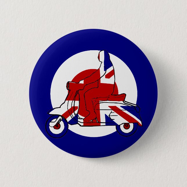 Retro Mod Scooter Boy UK 6 Cm Round Badge (Front)