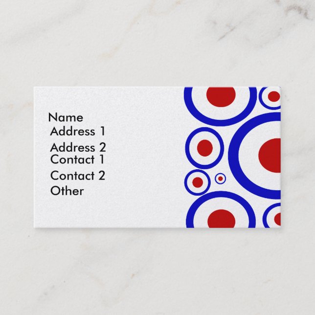 Retro Mod sixties circle pattern Business Card (Front)