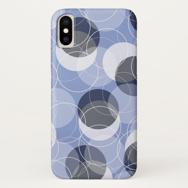 Retro Mod Skinny Rings Blue Pattern Art Phone Case (Back)