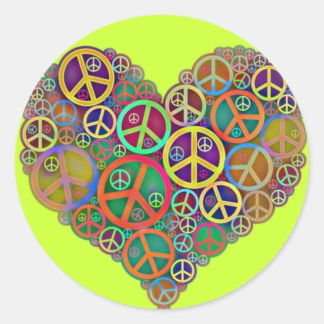 Retro Mod Vintage Peace Classic Round Sticker (Front)