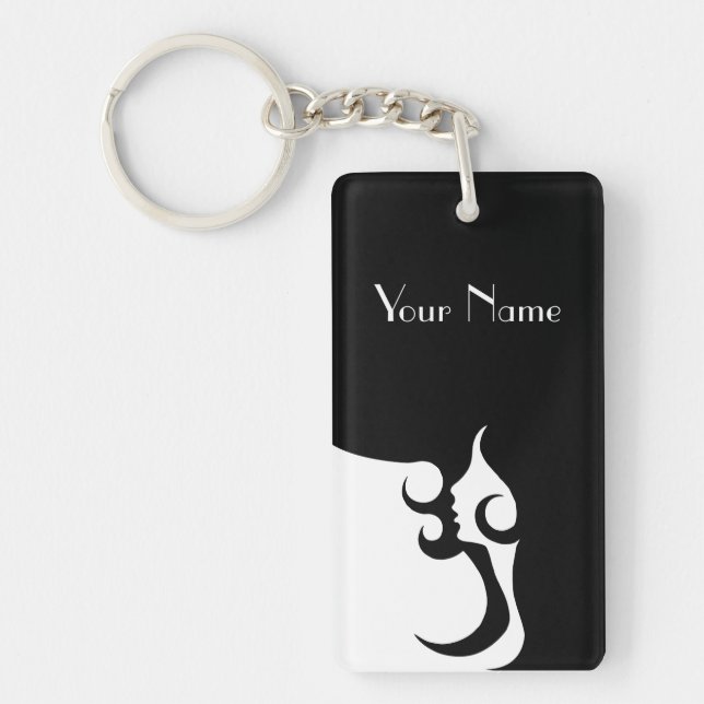 Retro Mod Woman Key Ring (Front)