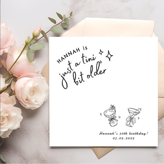 Retro Modern A Tini Bit Older 30th Birthday Napkin (Creator Uploaded)