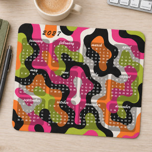 Retro Modern Abstract 2027 Calendar Mouse Mat