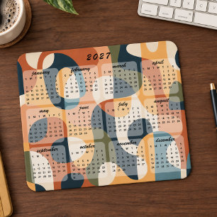 Retro Modern Abstract 2027 Calendar Mouse Mat