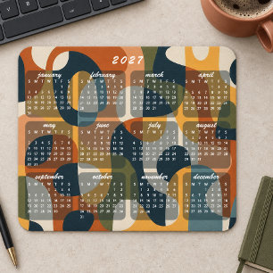 Retro Modern Abstract 2027 Calendar Mouse Mat