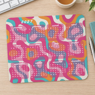 Retro Modern Abstract 2027 Calendar Mouse Mat