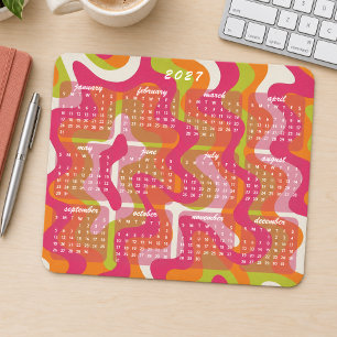 Retro Modern Abstract 2027 Calendar Mouse Mat