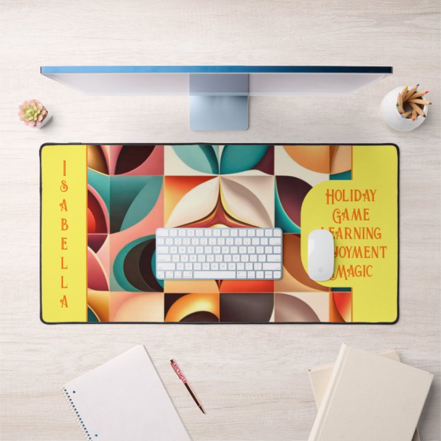 Retro Modern Abstract Squares Collection Desk Mat (Office 1)