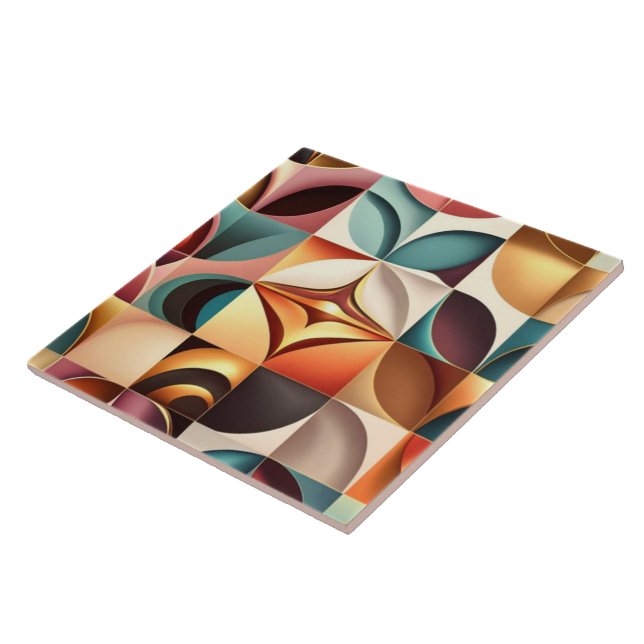 Retro Modern Abstract Squares Collection Tile (Side)