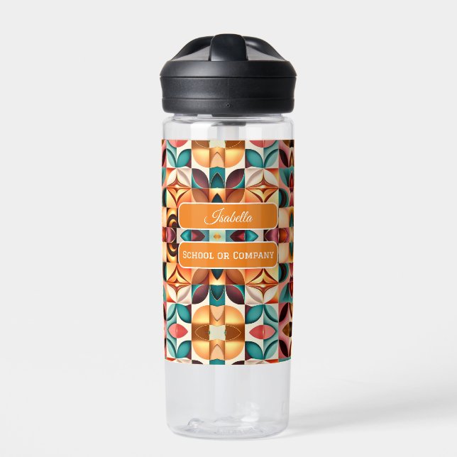 Retro Modern Abstract Squares Collection Water Bottle (Front)