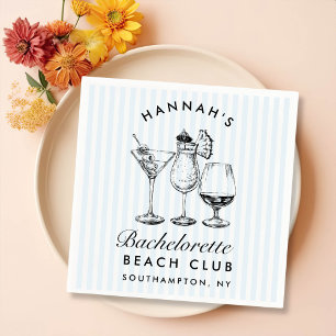 Retro Modern Bachelorette Black Paper Napkins