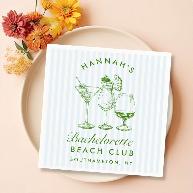 Retro Modern Bachelorette Black Paper Napkins (Creator Uploaded)