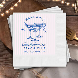 Retro Modern Bachelorette Blue Paper Napkins