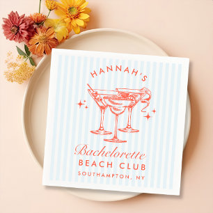 Retro Modern Bachelorette Blue Paper Napkins