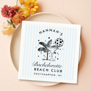 Retro Modern Bachelorette Blue Paper Napkins