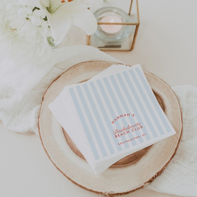 Retro Modern Bachelorette Blue Paper Napkins (Retro Modern Bachelorette Blue Paper Napkins)