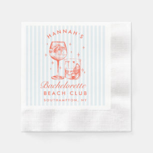 Retro Modern Bachelorette Blue Paper Napkins