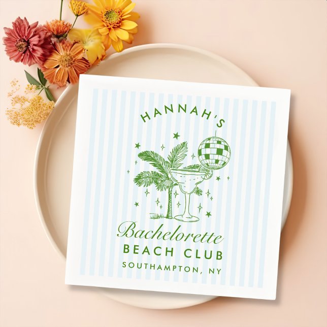 Retro Modern Bachelorette Green Paper Napkins (Creator Uploaded)