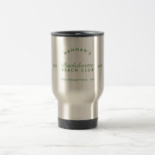 Retro Modern Bachelorette Green Personalised Travel Mug
