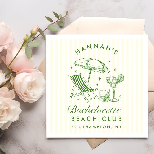 Retro Modern Bachelorette Green & Yellow Napkin (Creator Uploaded)