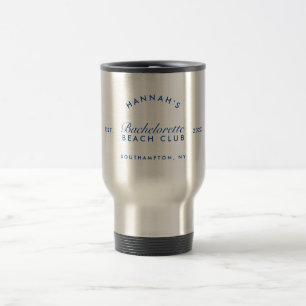 Retro Modern Bachelorette Navy Personalised Travel Mug
