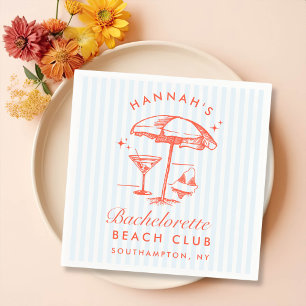 Retro Modern Bachelorette Orange & Blue Napkin