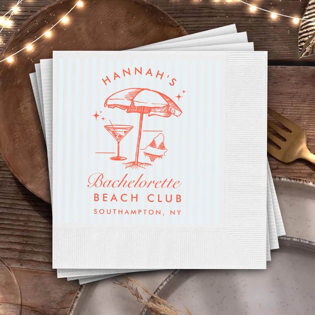 Retro Modern Bachelorette Orange Paper Napkins (Creator Uploaded)
