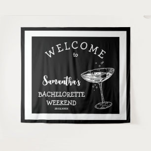 Retro Modern Bachelorette Party Backdrop Cocktail Tapestry