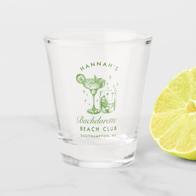 Retro Modern Bachelorette Weekend Party Shot Glass (Front)
